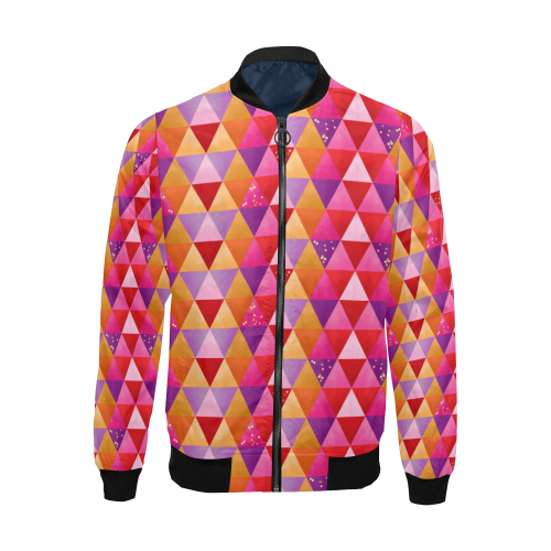 Triangle Pattern - Red Purple Pink Orange Yellow All Over Print Bomber Jacket for Men/Large Size (Model H19)