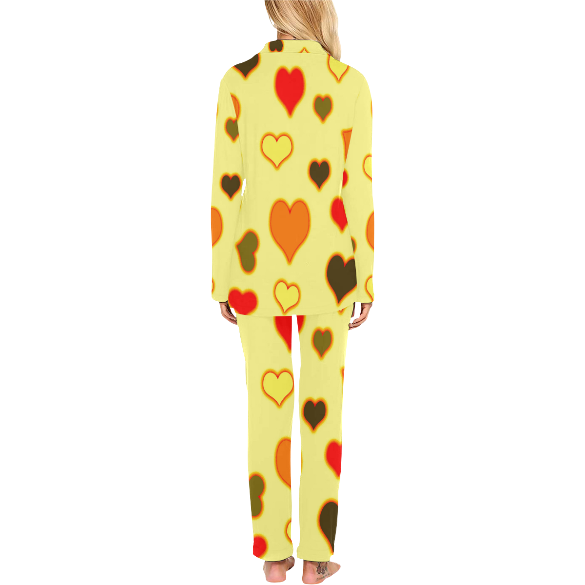 Hearts Pattern Women's Long Pajama Set