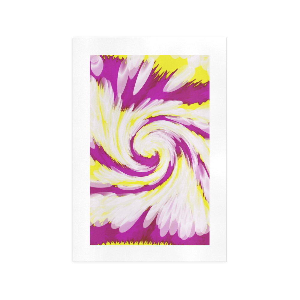 Pink Yellow Tie Dye Swirl Abstract Art Print 13‘’x19‘’