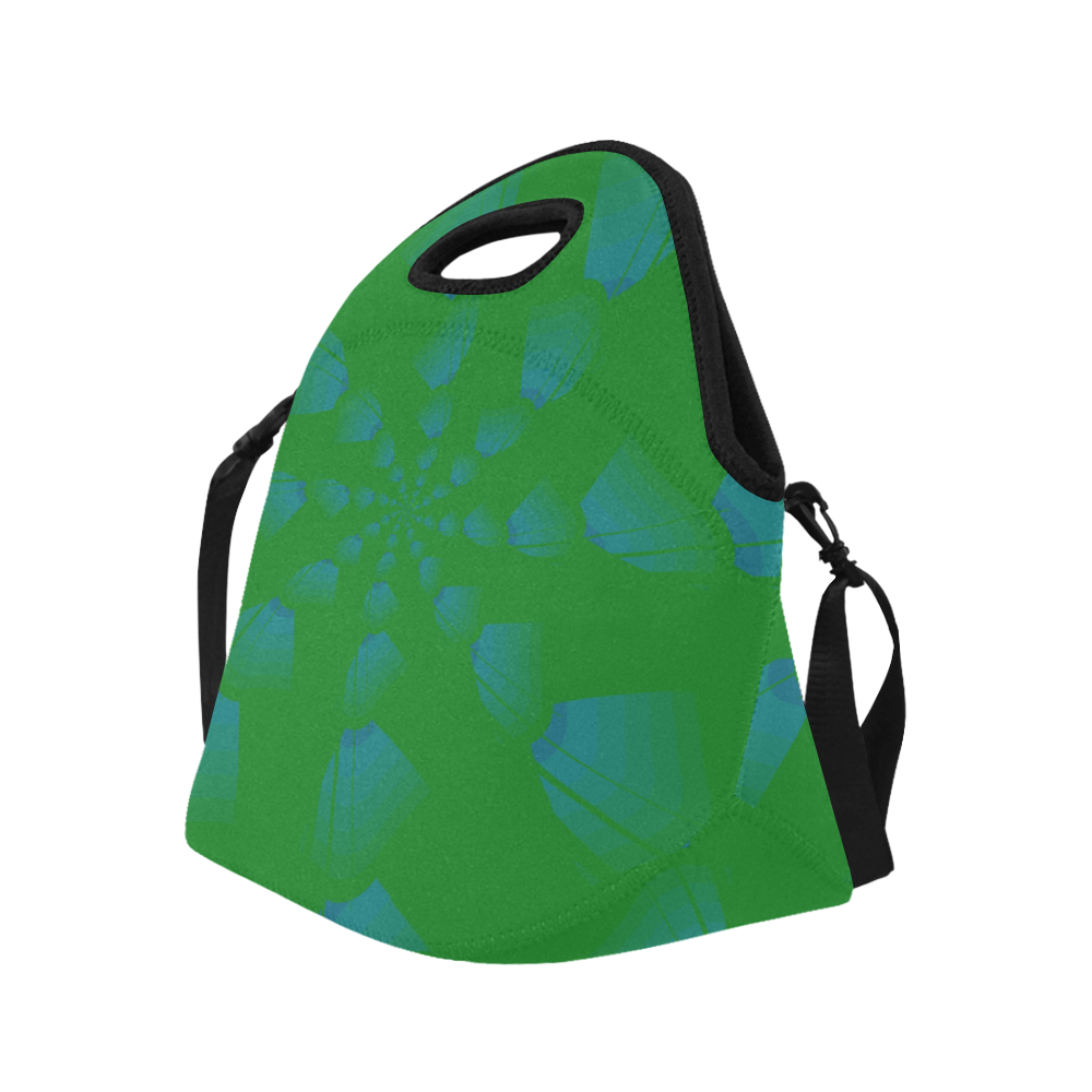 Blue and green Neoprene Lunch Bag/Large (Model 1669)