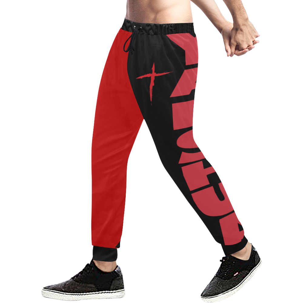 Yahshua Joggers (Black Red) Men's All Over Print Sweatpants (Model L11)