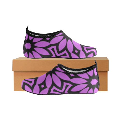 Purple/Black Flowery Pattern Women's Slip-On Water Shoes (Model 056)