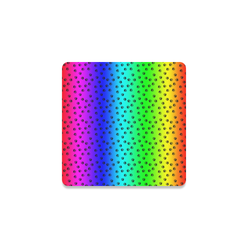 rainbow with black paws Square Coaster