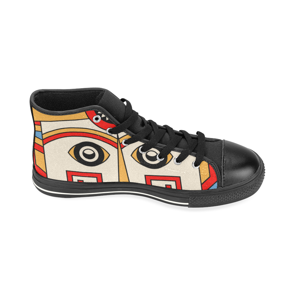 Aztec Religion Tribal High Top Canvas Shoes for Kid (Model 017)