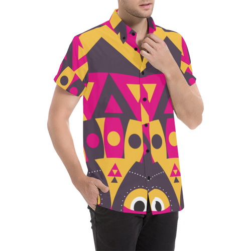 aboriginal tribal Men's All Over Print Short Sleeve Shirt/Large Size (Model T53)
