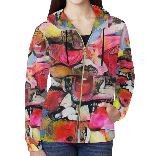speckled wanting 13b All Over Print Full Zip Hoodie for Women (Model H14)