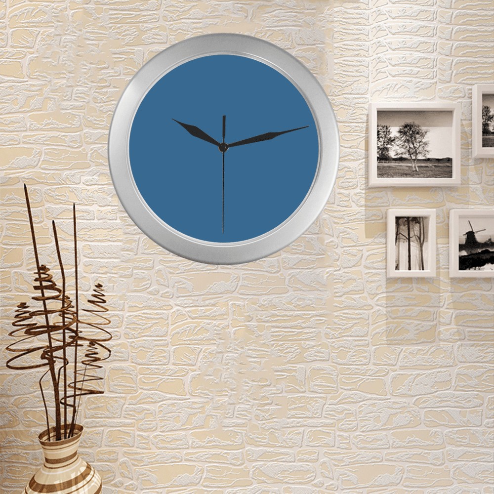 color steel blue Silver Color Wall Clock