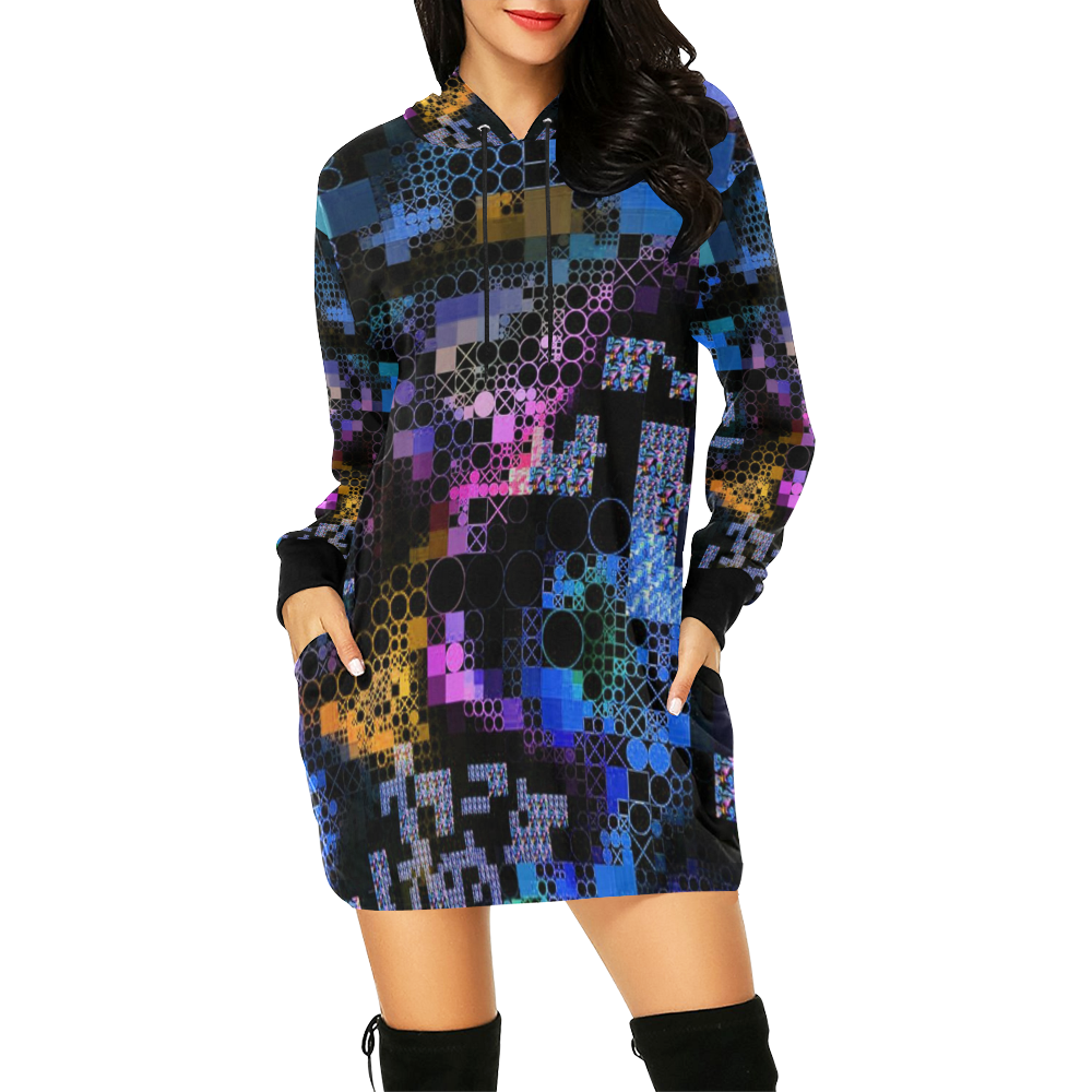 funny mix of shapes 1B by JamColors All Over Print Hoodie Mini Dress (Model H27)