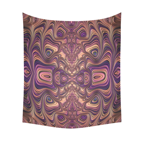 Pastel Satin Ribbons Fractal Mandala 1 Cotton Linen Wall Tapestry 51"x 60"