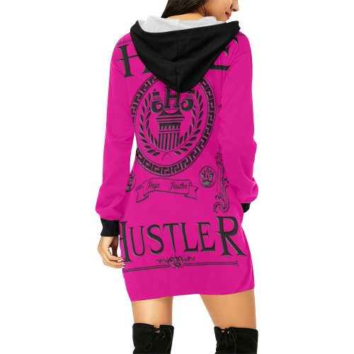 Hope Hustler Greek-styled Hoodie Dress All Over Print Hoodie Mini Dress (Model H27)