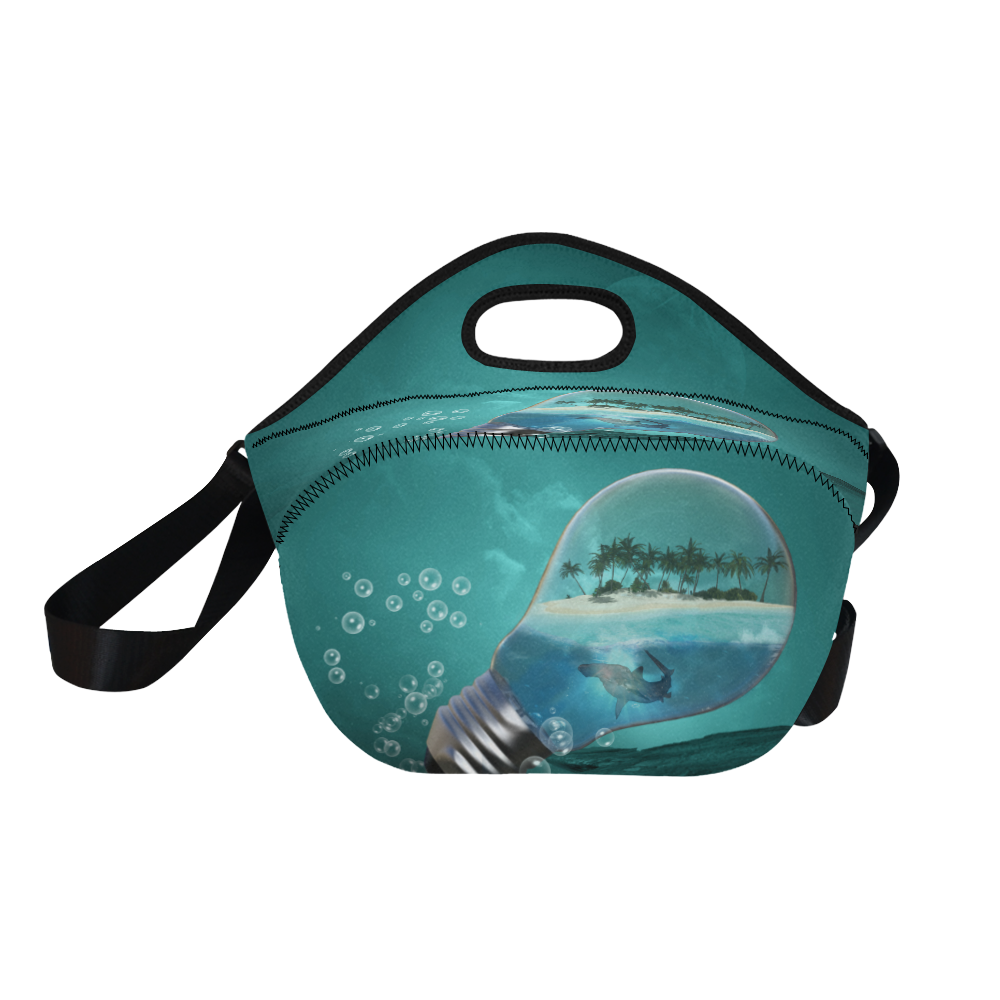 Awesome light bulb with island Neoprene Lunch Bag/Large (Model 1669)