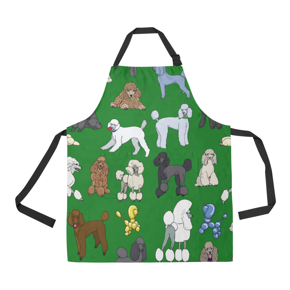 poodles hunter green All Over Print Apron