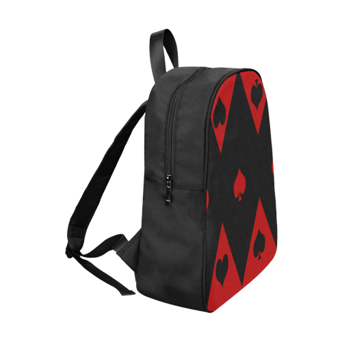 Las Vegas Black Red Play Card Shapes Fabric School Backpack (Model 1682) (Large)