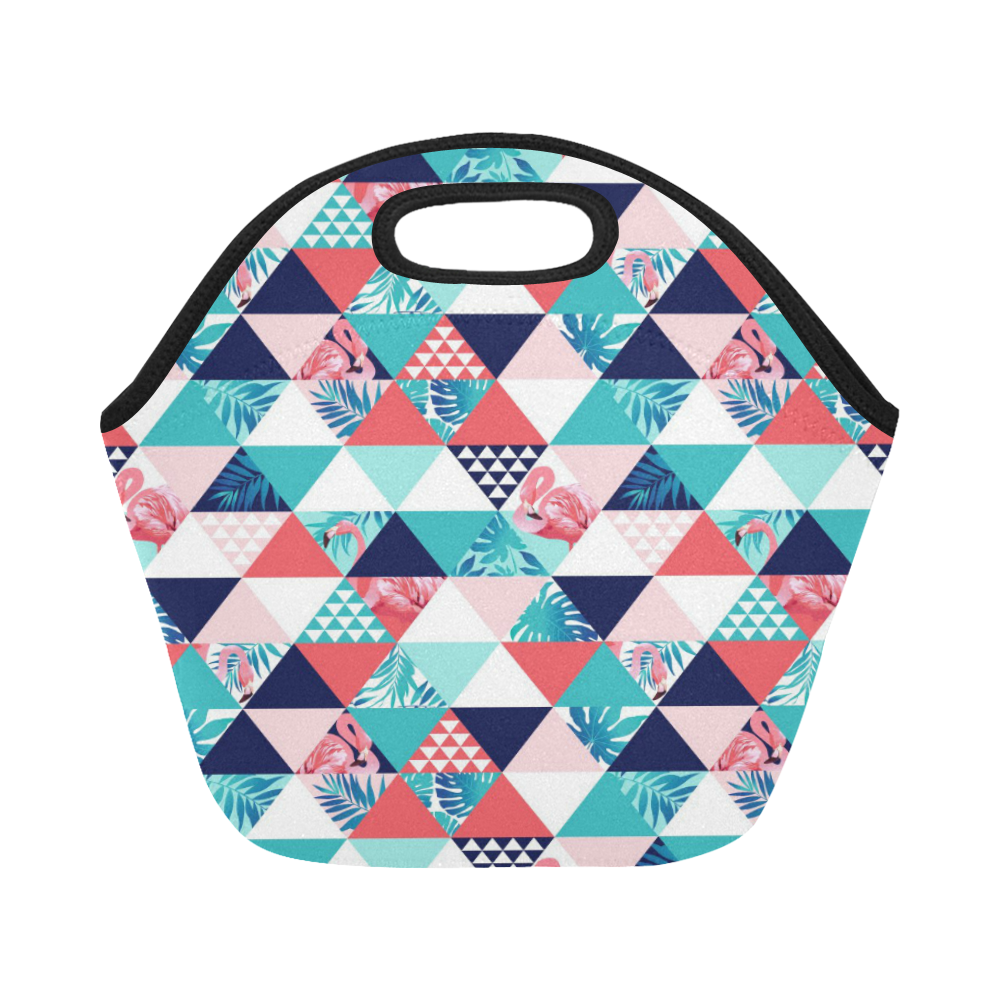 Flamingo Triangle Pattern Neoprene Lunch Bag/Small (Model 1669)