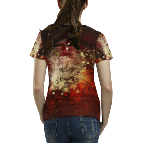 Colorful lion All Over Print T-shirt for Women/Large Size (USA Size) (Model T40)
