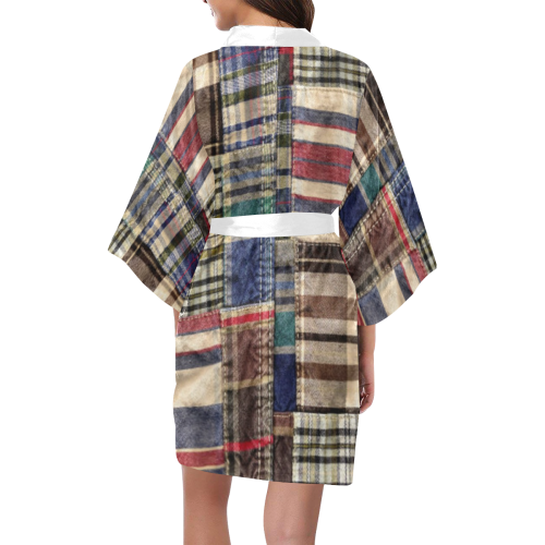 patchwork plaid wrinkle tartan version 2 Kimono Robe