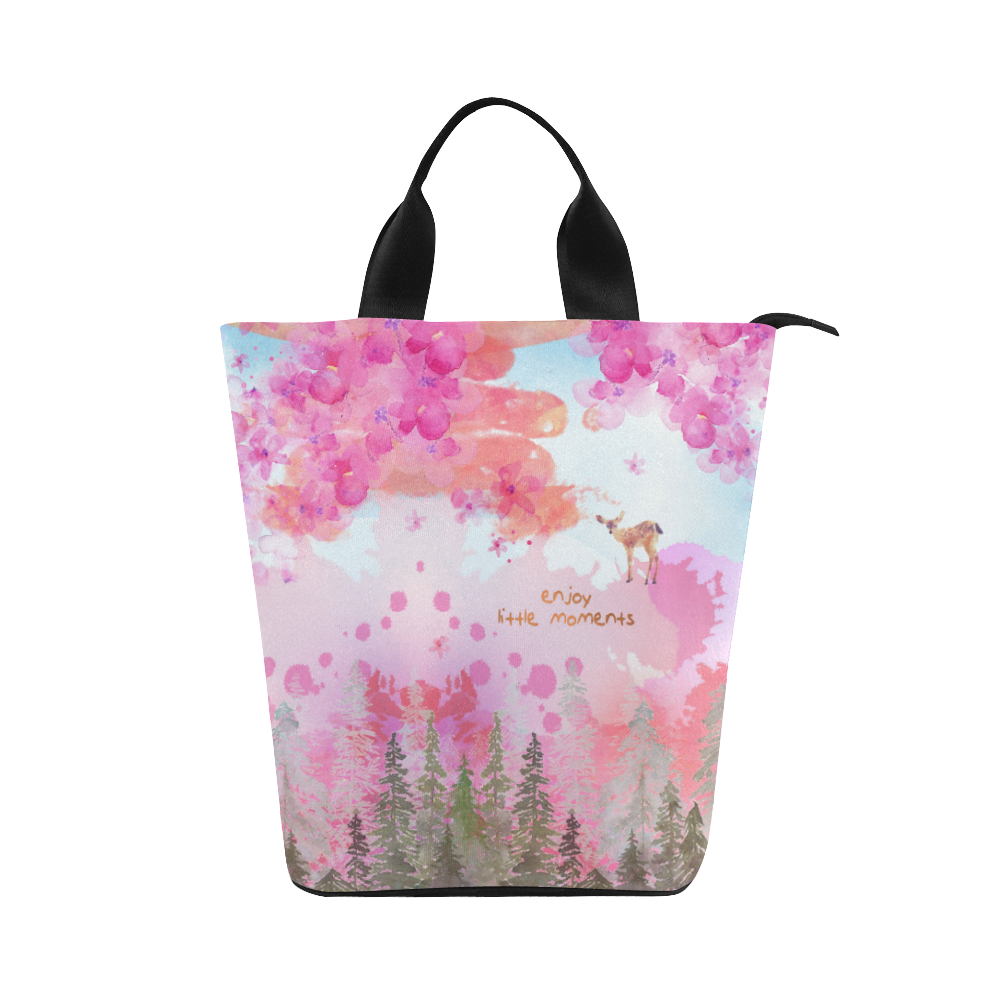 Little Deer in the Magic Pink Forest Nylon Lunch Tote Bag (Model 1670)