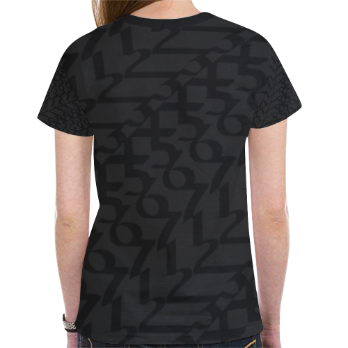 NUMBERS Collection 1234567 Matt/Black New All Over Print T-shirt for Women (Model T45)