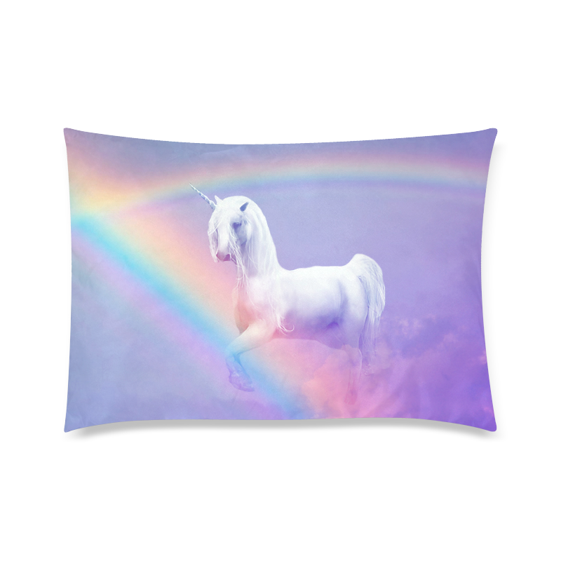 Rainbow and Unicorn Custom Zippered Pillow Case 20"x30"(Twin Sides)