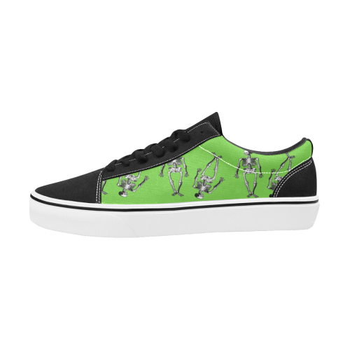 skeleton green Men's Low Top Skateboarding Shoes (Model E001-2)