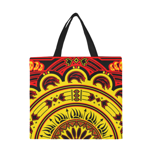 Sun Bear Yellow/Red All Over Print Canvas Tote Bag/Large (Model 1699)