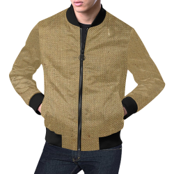 Burlap Coffee Sack Grunge Knit Look 1 All Over Print Bomber Jacket for Men/Large Size (Model H19)