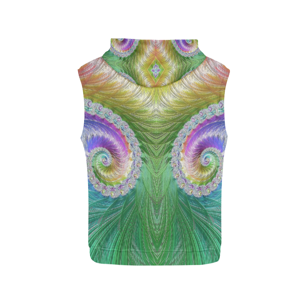Frax Fractal Rainbow All Over Print Sleeveless Hoodie for Women (Model H15)