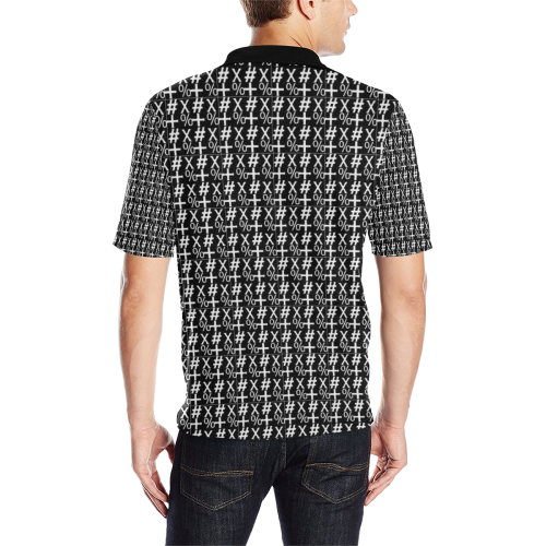 NUMBERS Collection Symbols Black/White Men's All Over Print Polo Shirt (Model T55)