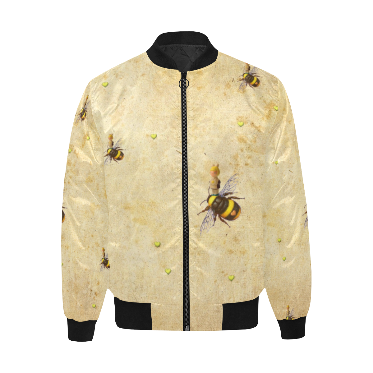 Daisy's Bees All Over Print Quilted Bomber Jacket for Men (Model H33)