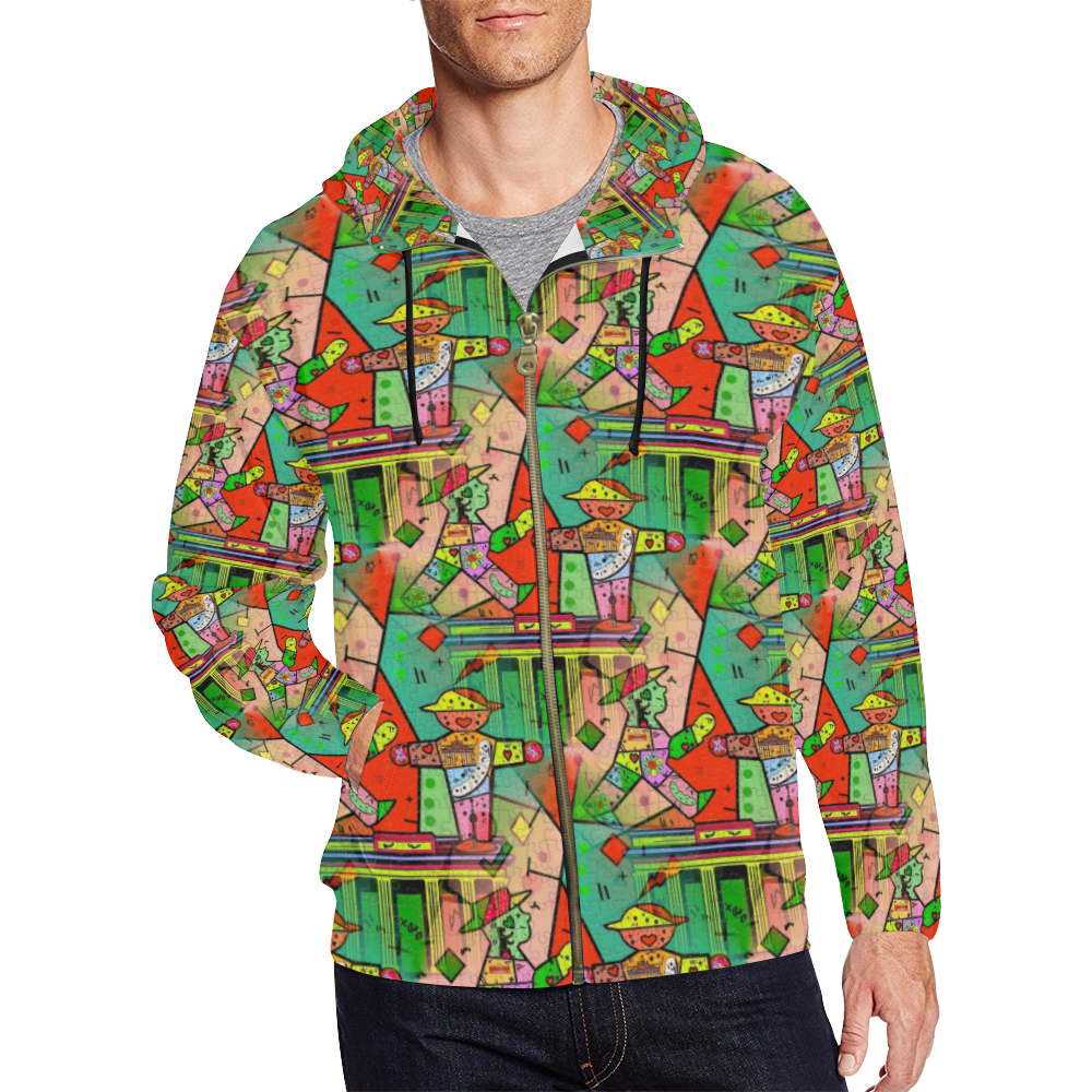 Stop and Go by Artdream All Over Print Full Zip Hoodie for Men (Model H14)