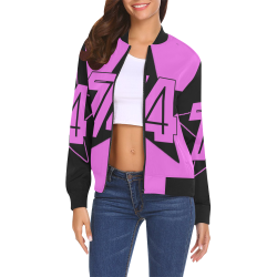 Ms Macc 5 Star II Pink/Black All Over Print Bomber Jacket for Women (Model H19)