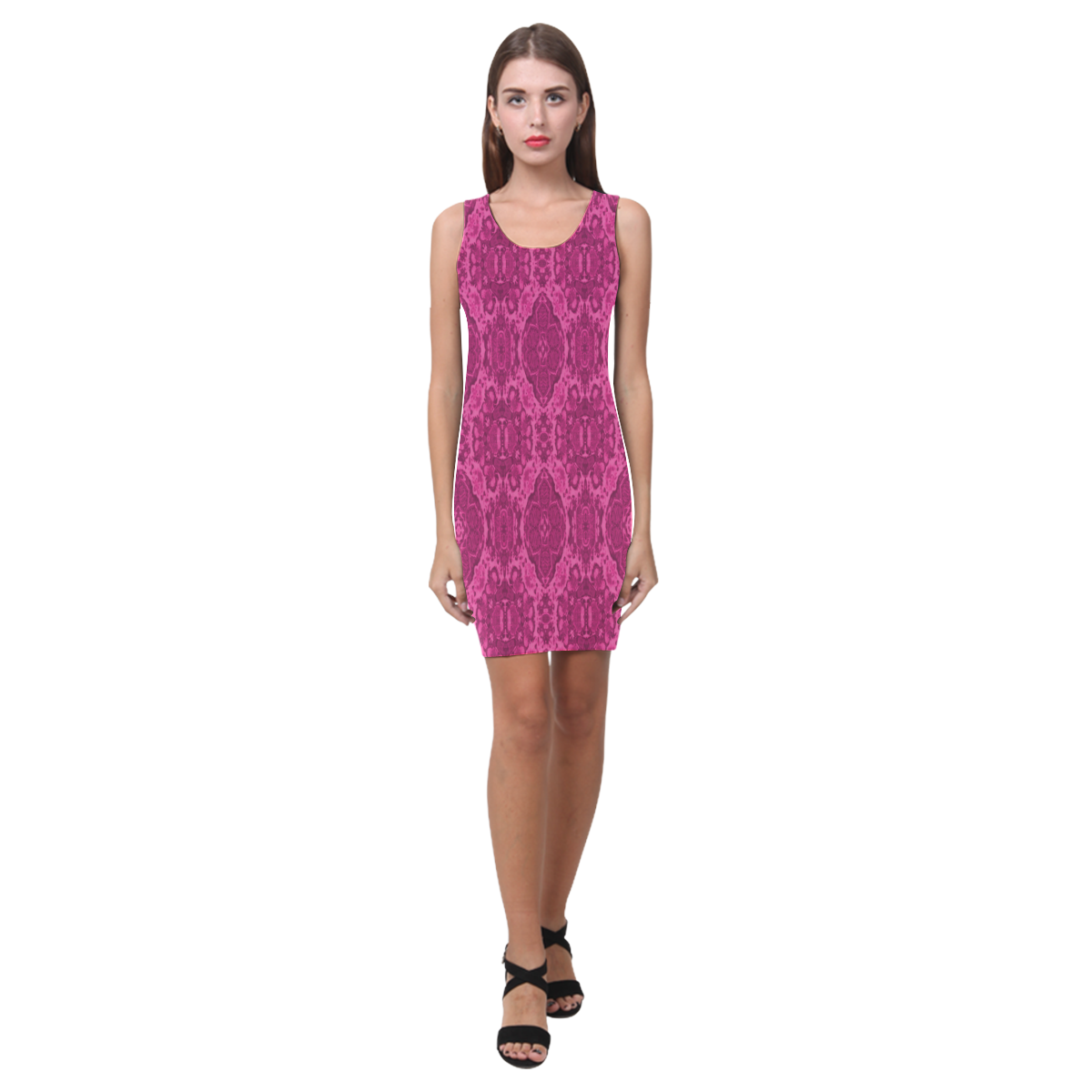 Rasberry Geometric Tank Dress Medea Vest Dress (Model D06)