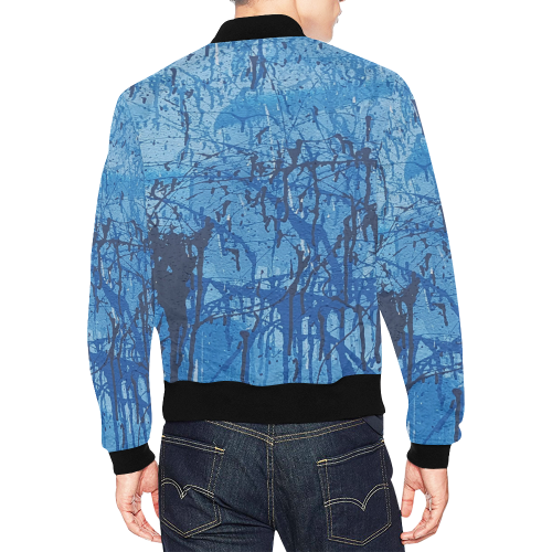 Blue splatters All Over Print Bomber Jacket for Men (Model H19)