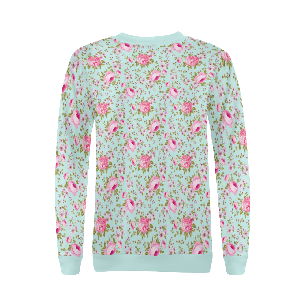 Peony Pattern All Over Print Crewneck Sweatshirt for Women (Model H18)