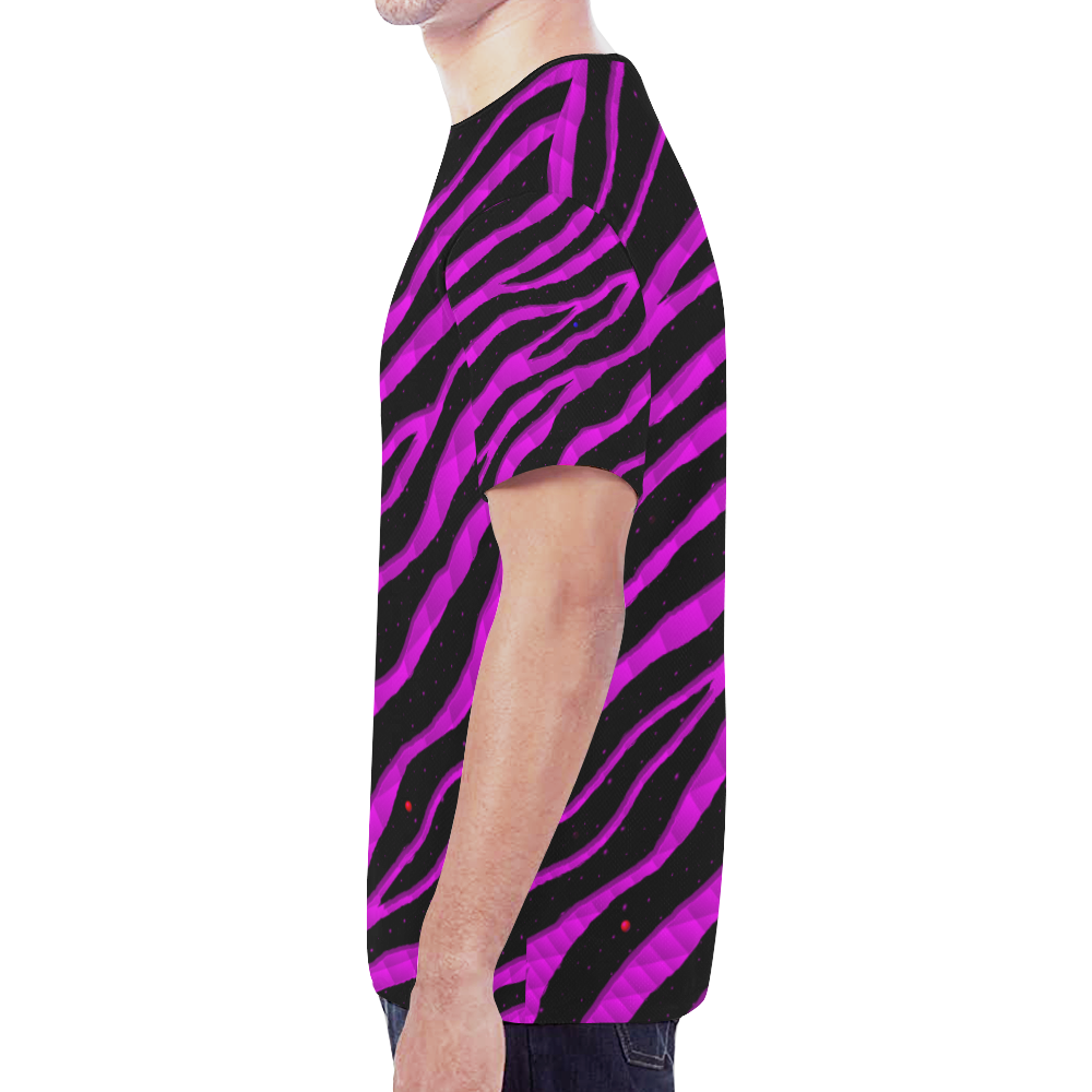 Ripped SpaceTime Stripes - Pink New All Over Print T-shirt for Men/Large Size (Model T45)