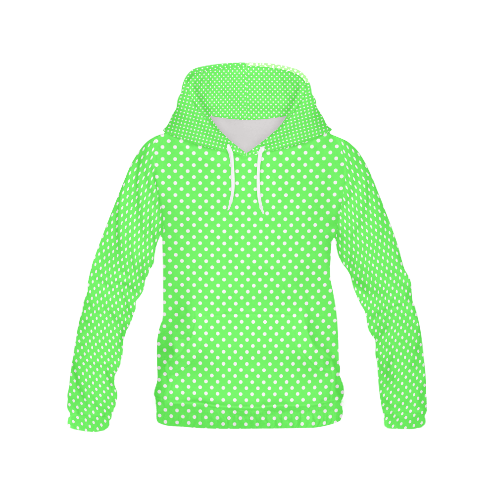 Eucalyptus green polka dots All Over Print Hoodie for Women (USA Size) (Model H13)