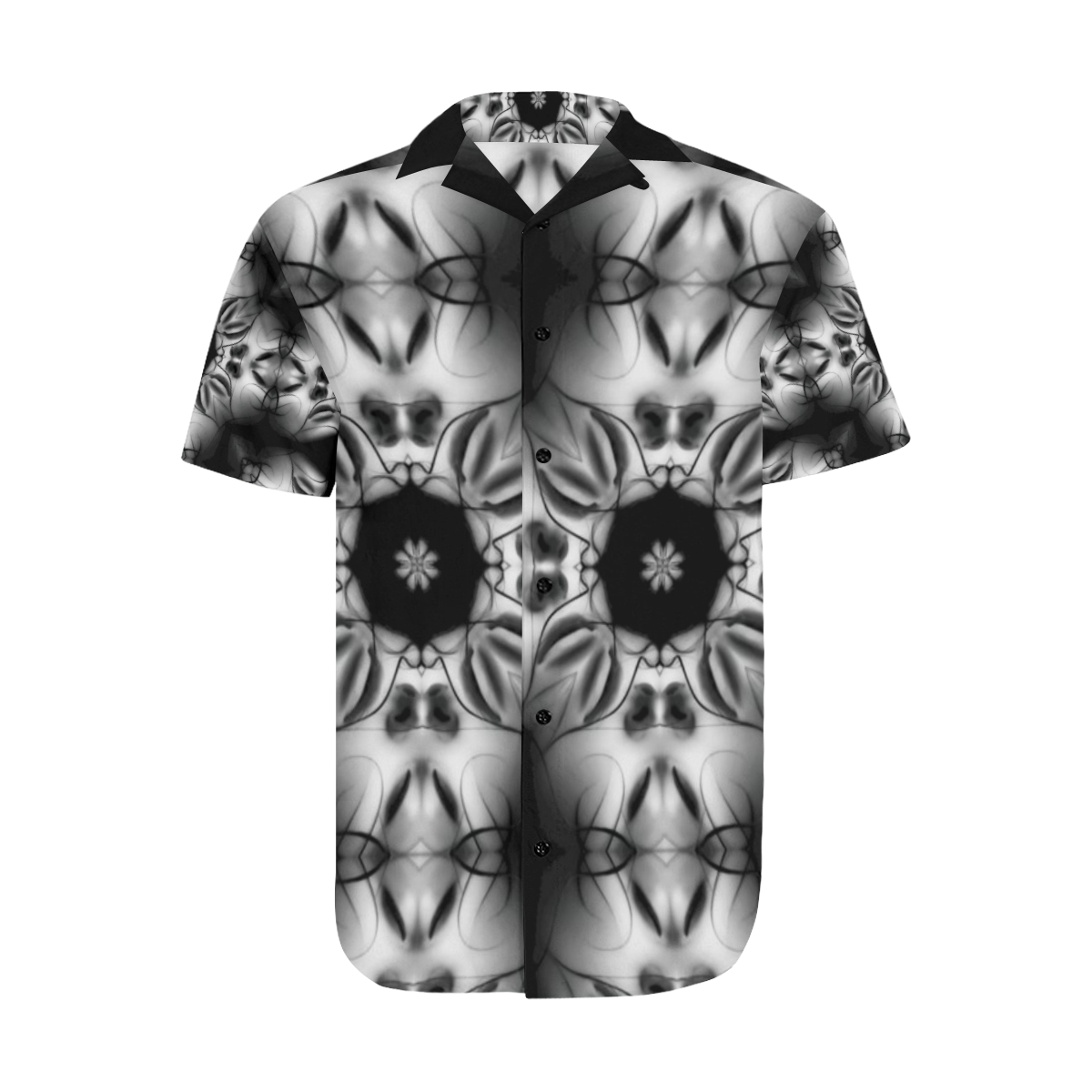 Lilith Lotus Flower Gothic Underground Satin Dress Shirt Men's Short Sleeve Shirt with Lapel Collar (Model T54)