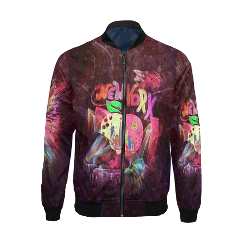 New York Popart by Nico Bielow All Over Print Bomber Jacket for Men/Large Size (Model H19)