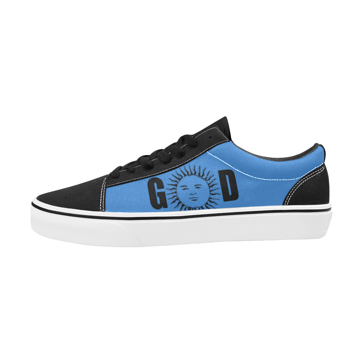 GOD Surface 1  Black & Blue Men's Low Top Skateboarding Shoes (Model E001-2)