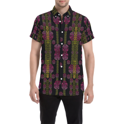 wild flowers on black Men's All Over Print Short Sleeve Shirt/Large Size (Model T53)