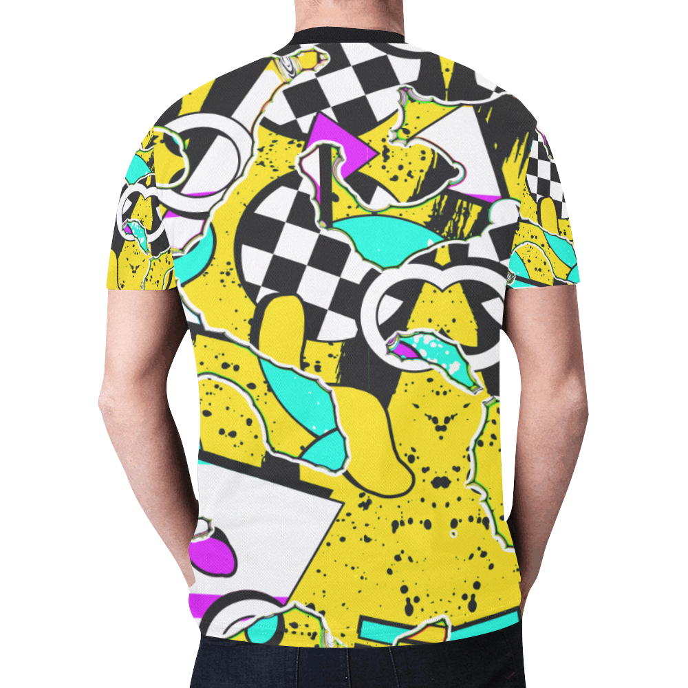 Shapes on a yellow background New All Over Print T-shirt for Men (Model T45)