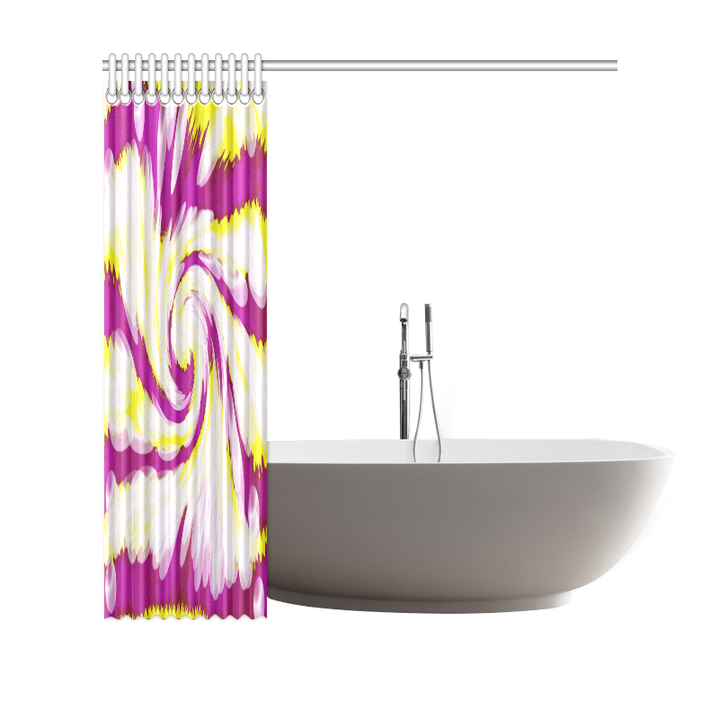 Pink Yellow Tie Dye Swirl Abstract Shower Curtain 69"x70"