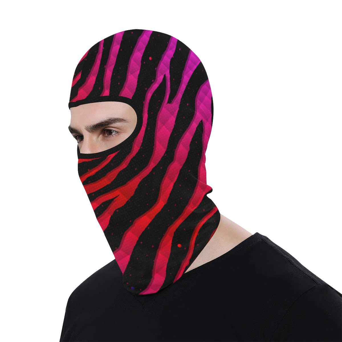 Ripped SpaceTime Stripes - Pink/Red All Over Print Balaclava