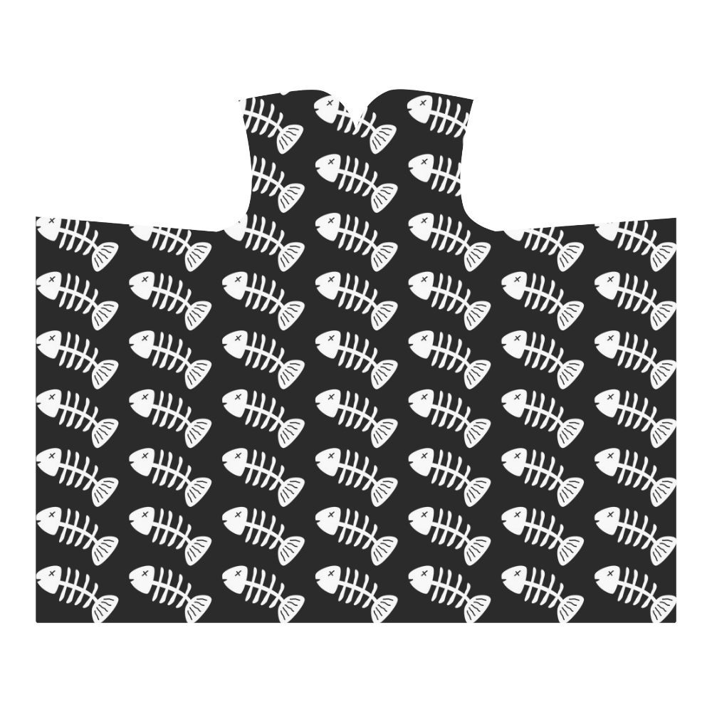 Fish Bones Pattern Hooded Blanket 60''x50''
