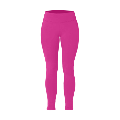 color Barbie pink Women's Plus Size High Waist Leggings (Model L44)