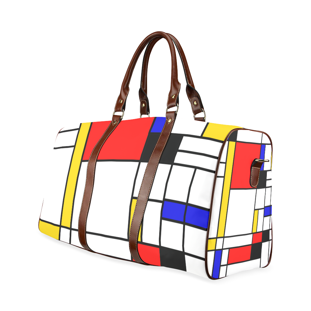 Bauhouse Composition Mondrian Style Waterproof Travel Bag/Large (Model 1639)