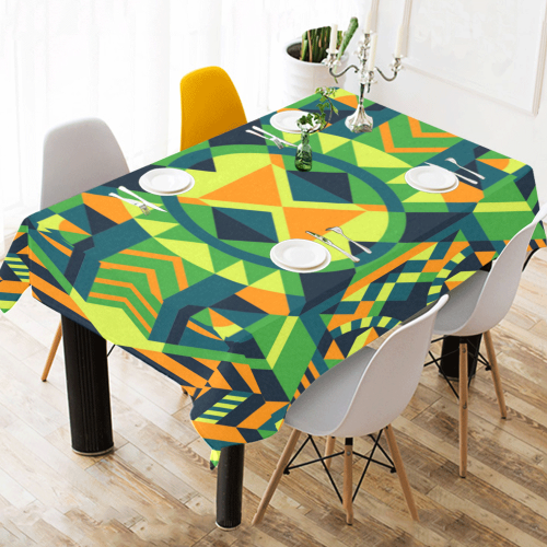 Modern Geometric Pattern Cotton Linen Tablecloth 52"x 70"