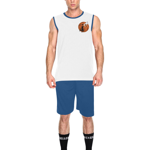 Slam Dunk Basketball Player Cerulean Blue and White All Over Print Basketball Uniform