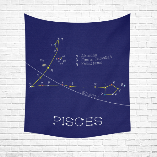 Star Pisces Zodiac fish horoscope funny astrology Cotton Linen Wall Tapestry 51"x 60"
