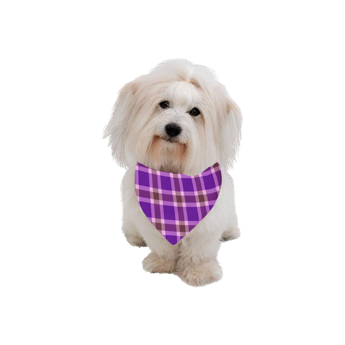 Purple Burgundy White Plaid Pet Dog Bandana/Large Size